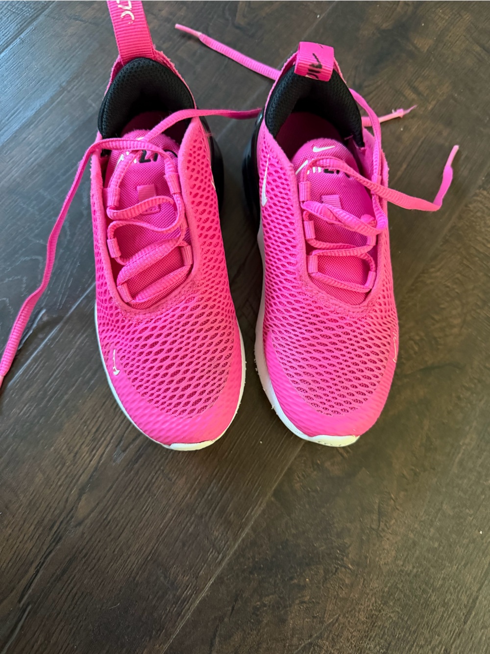 Nike Kids Hot Pink Mesh Air-Style Sneakers with Black Heel - Picture 2 of 5